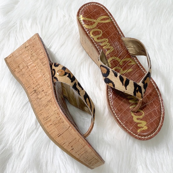 Sam Edelman Shoes - Sam Edelman Calf Hair Cheetah Thong Wedges